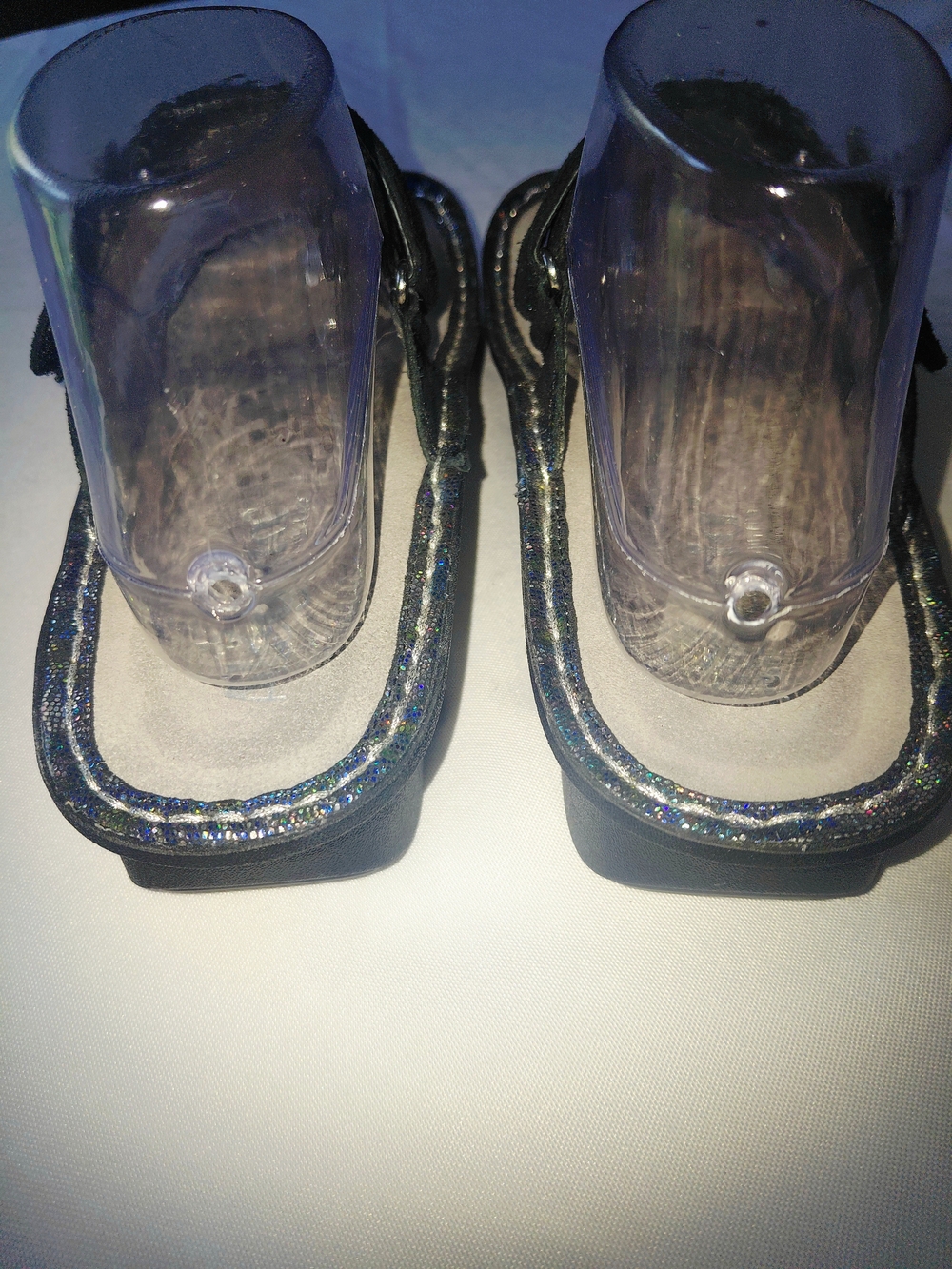 EUC Sz EU 39. Sz 9 US Alegria Thong Iridescent T-Strap Sandals - Blue Shimmer - Picture 3 of 11